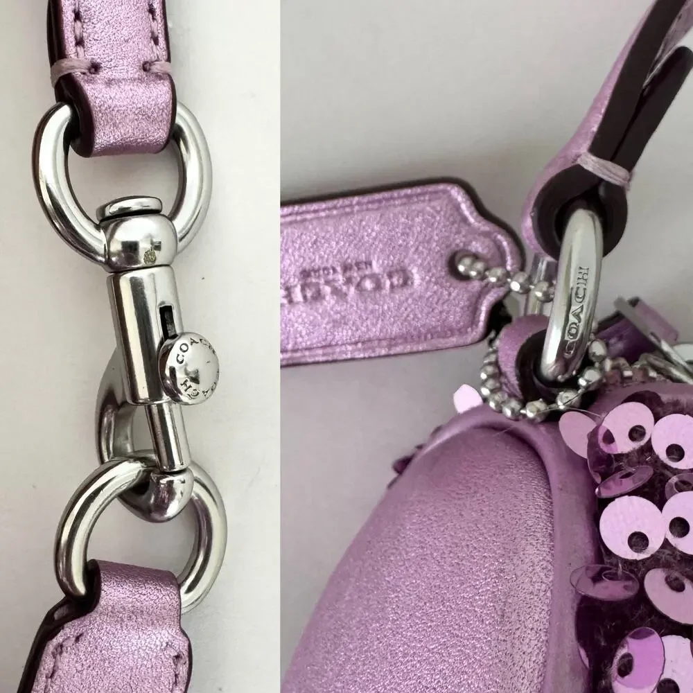 Coach Nolita Limited Edition Barrel Shoulder Demi Bag Lilac Sequin CQ589